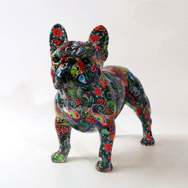 Sculpture Bouledogue Fleuri